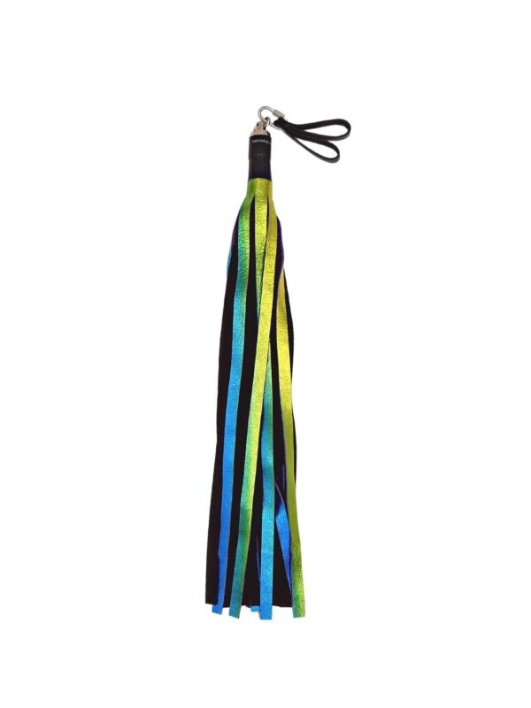 Blue yellow green metallic flogger 1