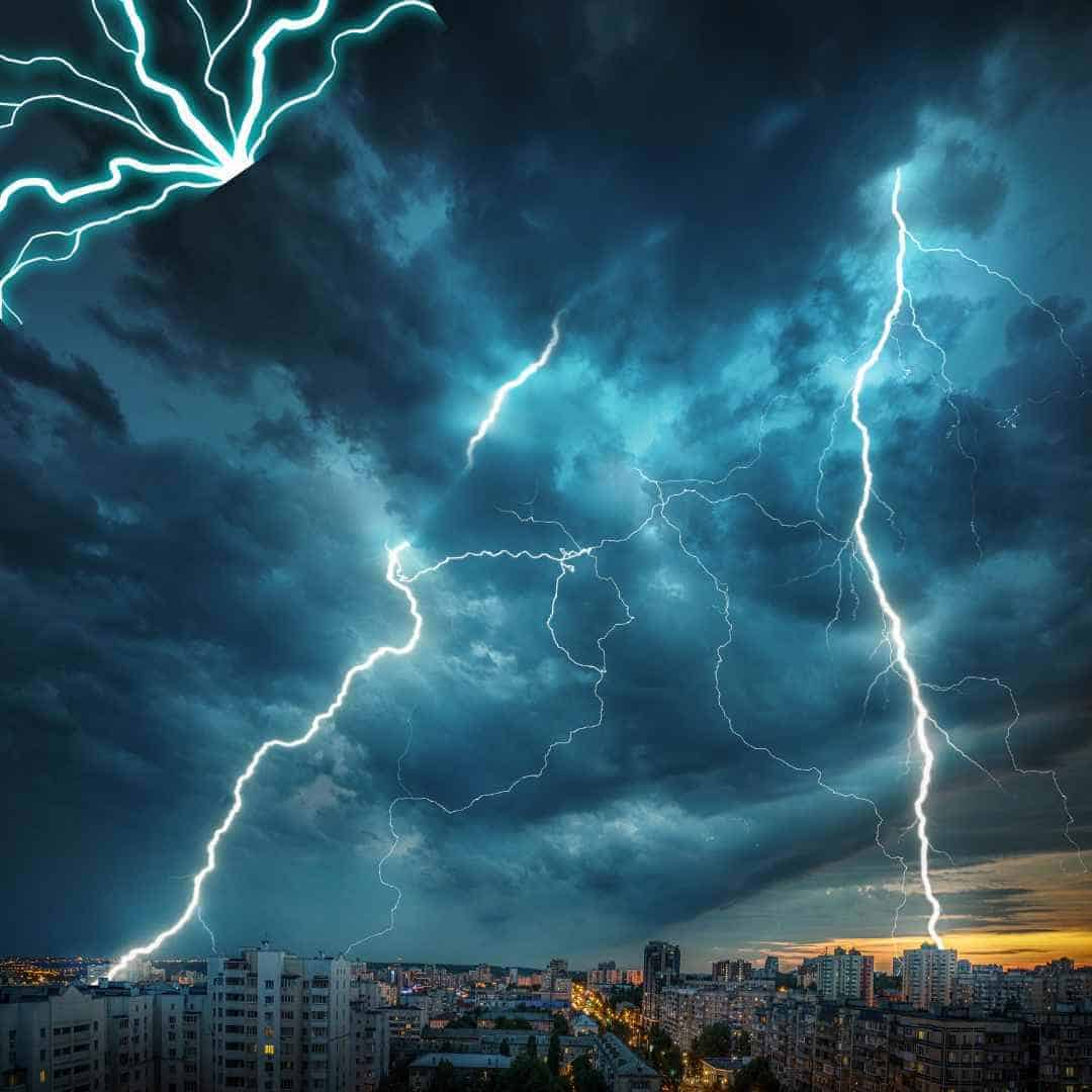 Lighting and clouds in the background. Featuring The Violet Wand Kit from The Kink Shop