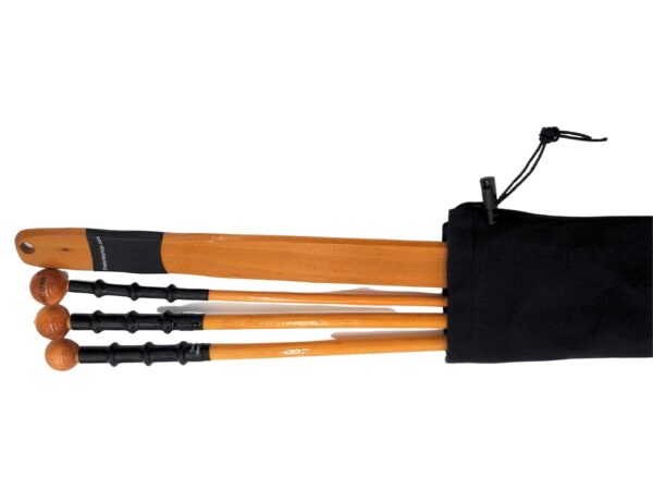 Rattan cane set with 3 canes and 1 slapper paddle with a black nylon bag