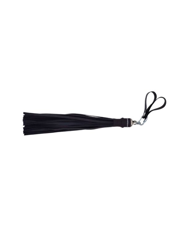 Conductive rubber flogger with fingerloops for use with violet wand