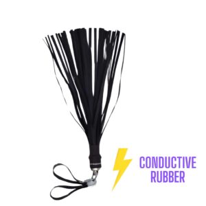 Conductive rubber flogger with fingerloops for use with Violet Wand