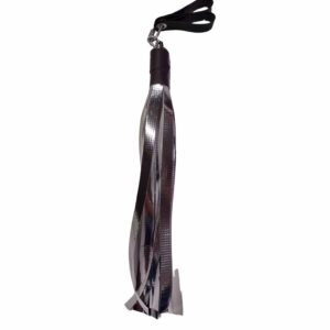 Silver mylar flogger for Violet Wand Toy with wide falls.