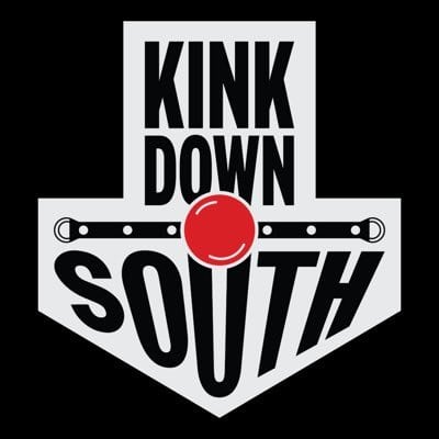 Kink Down South Logo white arrow on black background